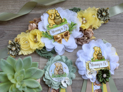 Classic Winnie The Pooh Baby Shower, Winnie the Pooh Mommy To Be Pin, Classic Winnie the Pooh, Winnie the Pooh Mommy and Daddy Pin, Custom - Celebrations By Cris