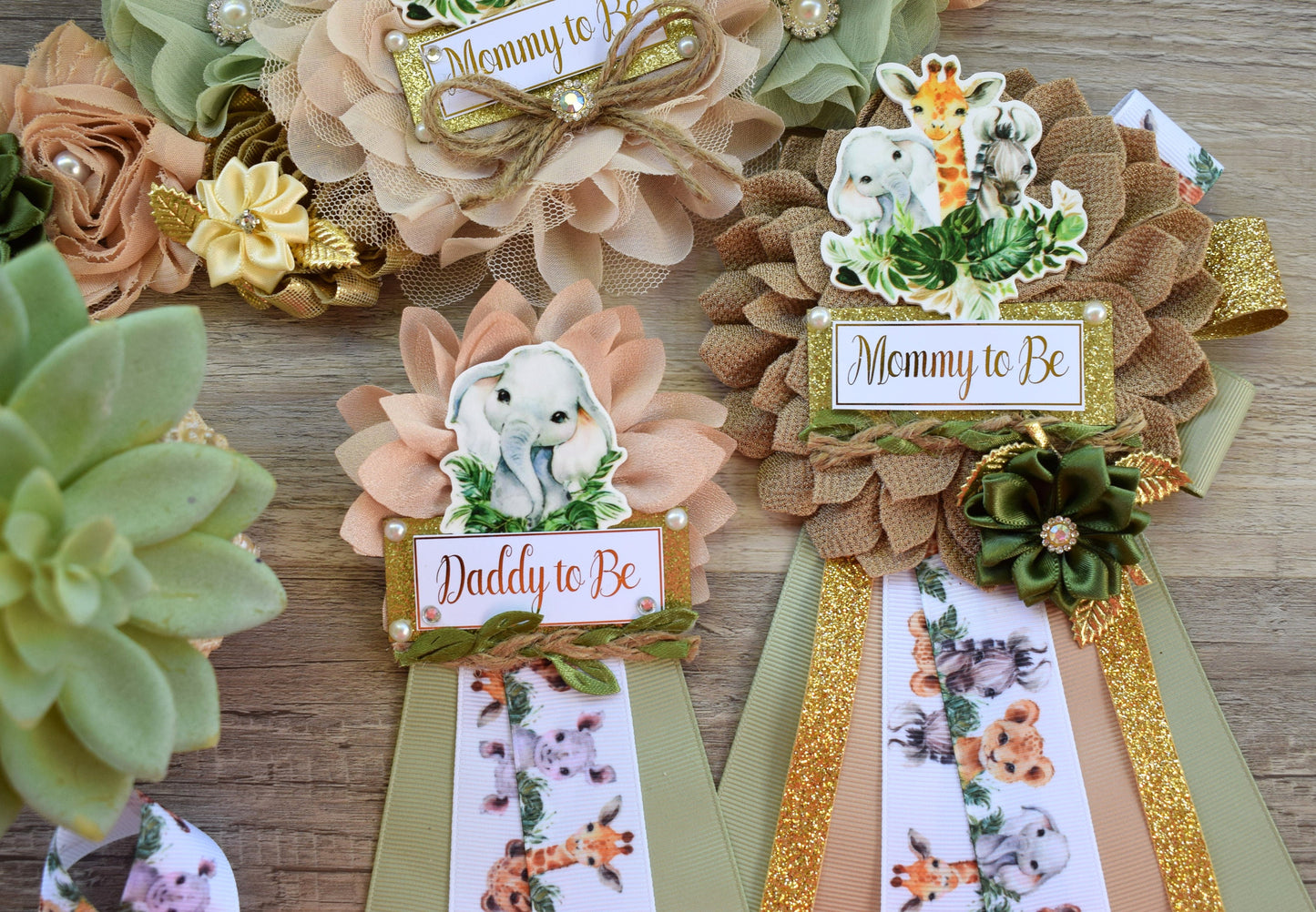 Jungle Safari Boho Baby Shower, Safari Sage Maternity Sash, Animal Mommy To Be Ribbon, Jungle Daddy To Be Pin, Greenery Shower, Custom - Celebrations By Cris