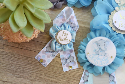 Little Peanut Elephant Baby Shower, Blue Grey Maternity Sash, Boy Mommy To Be Ribbon, Daddy To Be Pin, A Little Peanut Is On The Way!