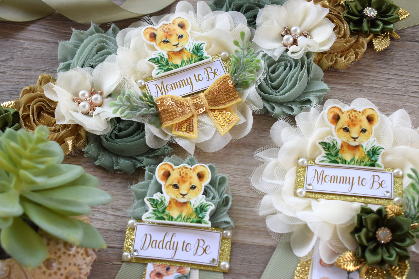 Lion Safari Baby Shower, Sage Safari Maternity Sash, Cub Lion Mommy To Be Ribbon Pin, Jungle Daddy To Be Ribbon, Baby shower Gift - S0001 - Celebrations By Cris