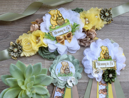 Classic Winnie The Pooh Baby Shower, Winnie the Pooh Mommy To Be Pin, Classic Winnie the Pooh, Winnie the Pooh Mommy and Daddy Pin, Custom - Celebrations By Cris