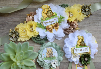 Classic Winnie The Pooh Baby Shower, Winnie the Pooh Mommy To Be Pin, Classic Winnie the Pooh, Winnie the Pooh Mommy and Daddy Pin, Custom - Celebrations By Cris