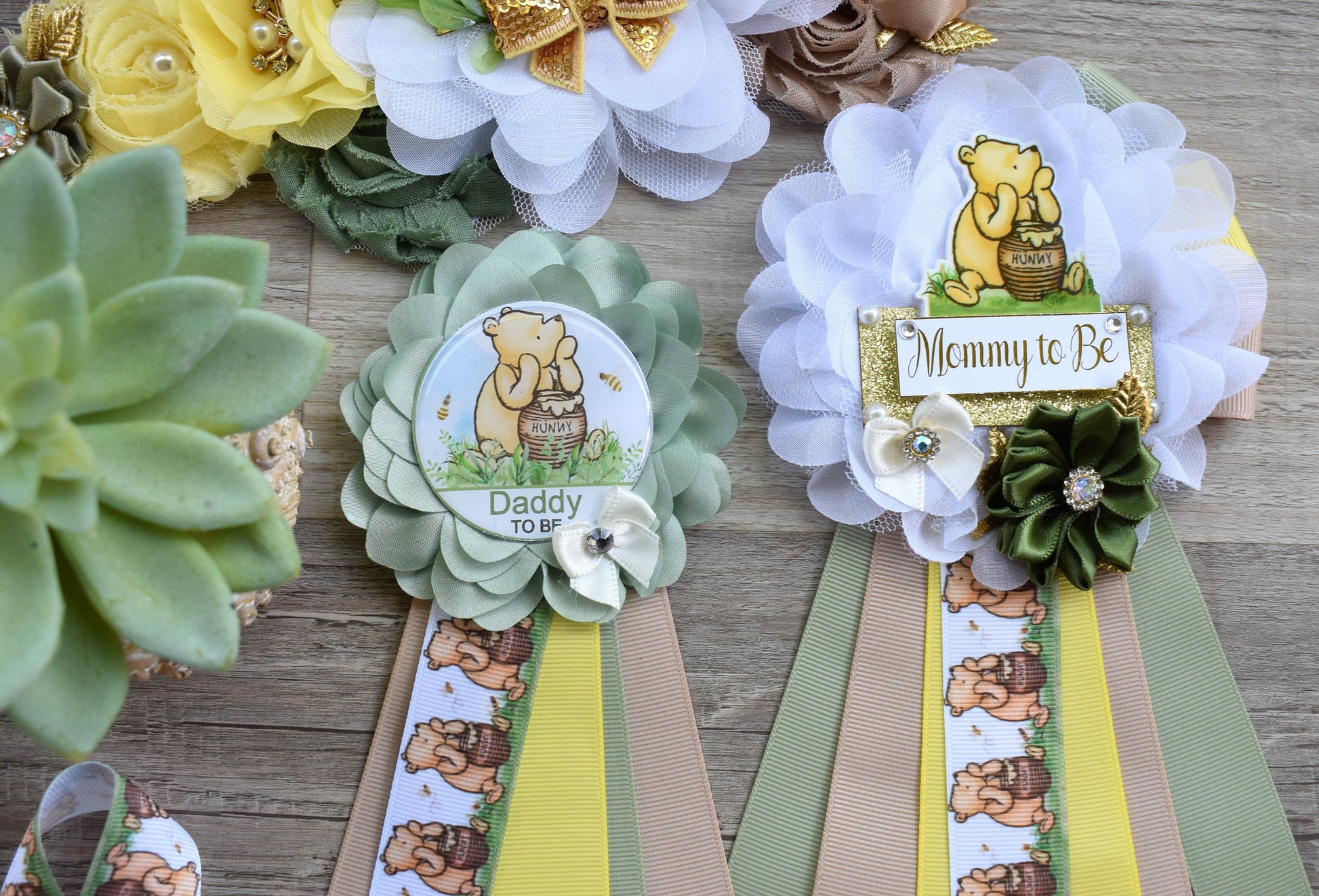 Classic Winnie The Pooh Baby Shower, Winnie the Pooh Mommy To Be Pin, Classic Winnie the Pooh, Winnie the Pooh Mommy and Daddy Pin, Custom - Celebrations By Cris