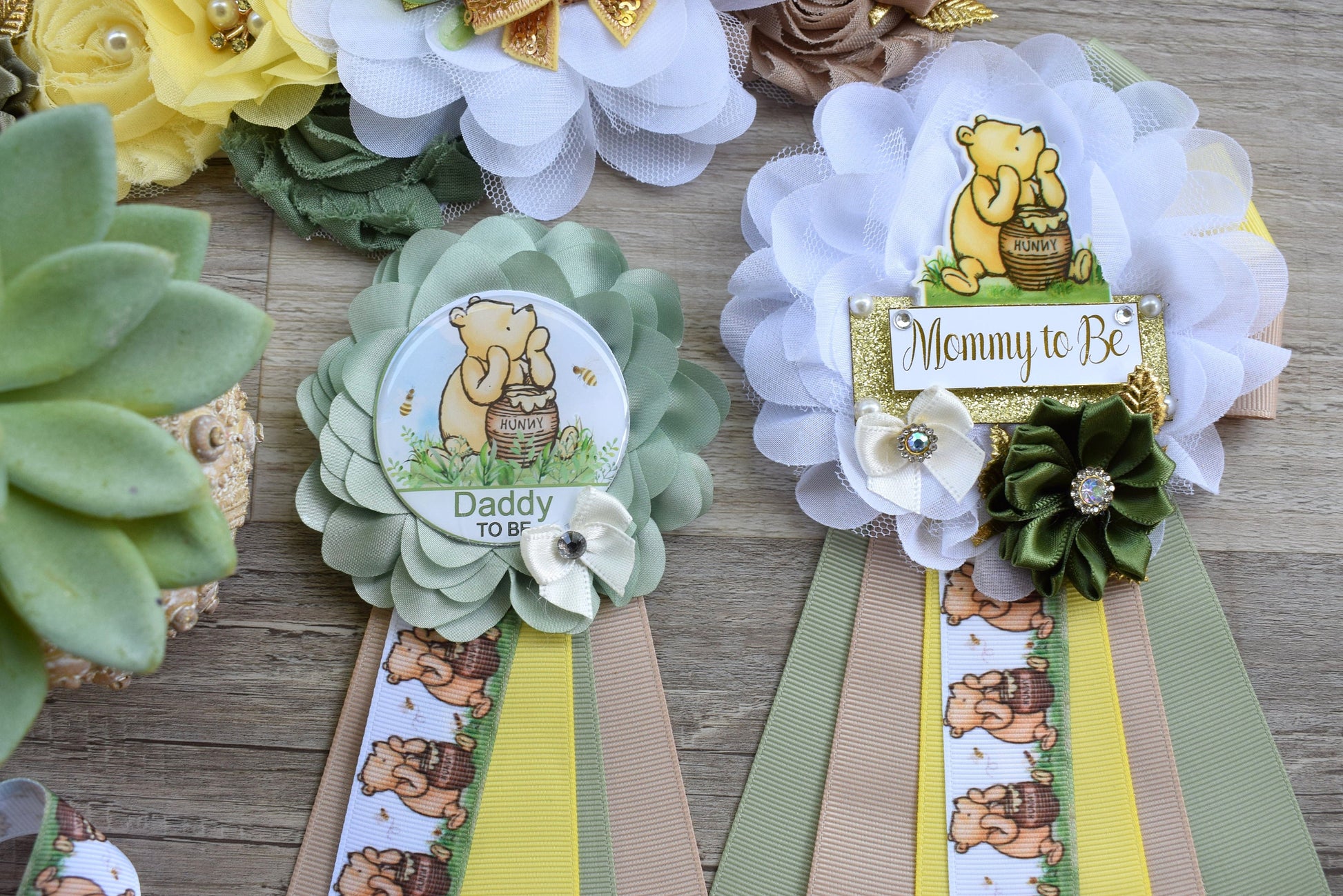 Classic Winnie The Pooh Baby Shower, Winnie the Pooh Mommy To Be Pin, Classic Winnie the Pooh, Winnie the Pooh Mommy and Daddy Pin, Custom - Celebrations By Cris