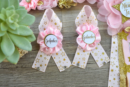 Pink Twinkle Twinkle Little Star Baby Shower, Gold White Star Maternity Sash, Twinkle Gender Reveal, Mommy To Be Ribbon, Daddy To Be Pin - Celebrations By Cris