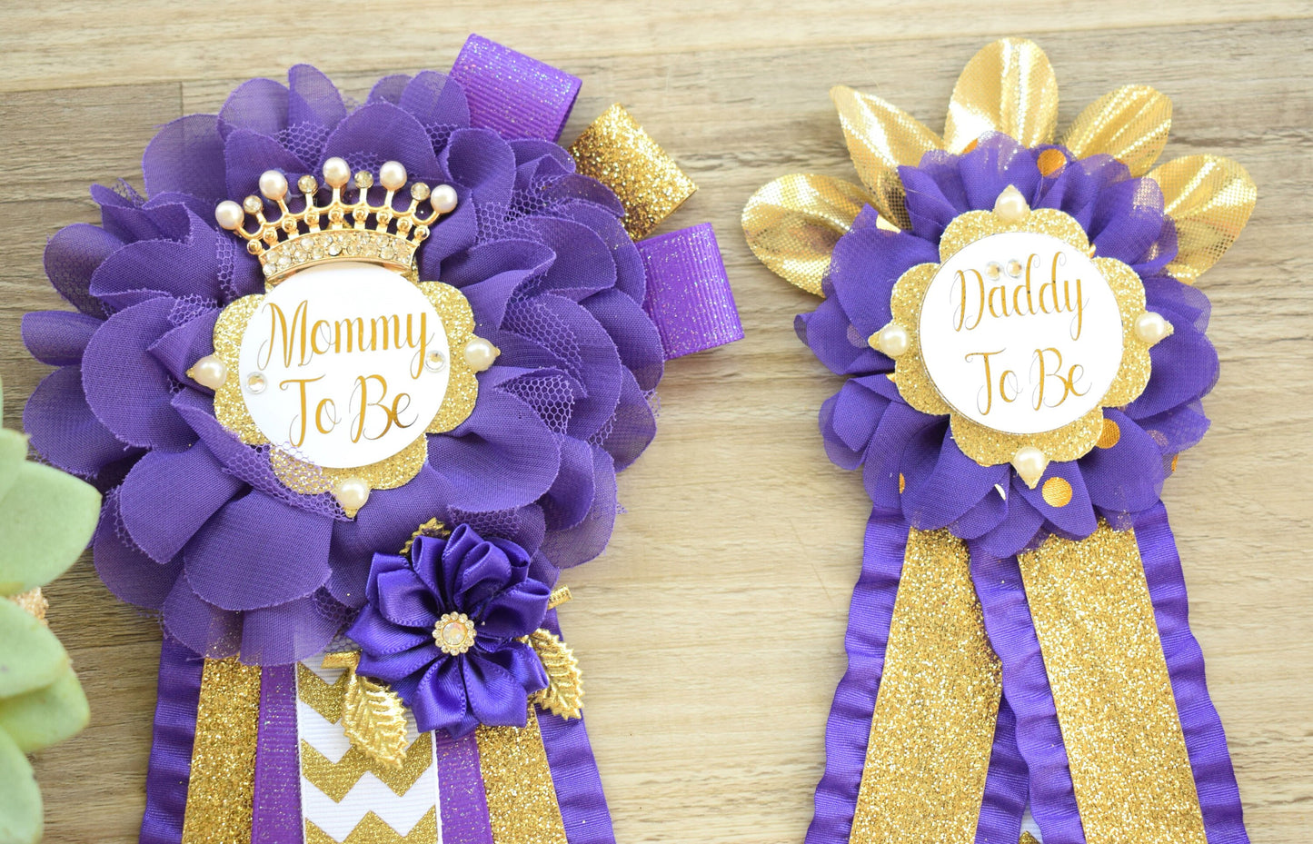 Purple Gold  Baby Shower, Purple Gold Guest Pin, Baby Shower Mommy To Be Pin, Purple Gold Daddy To Be Pin, Purple Gold Shower, Custom Pin - Celebrations By Cris