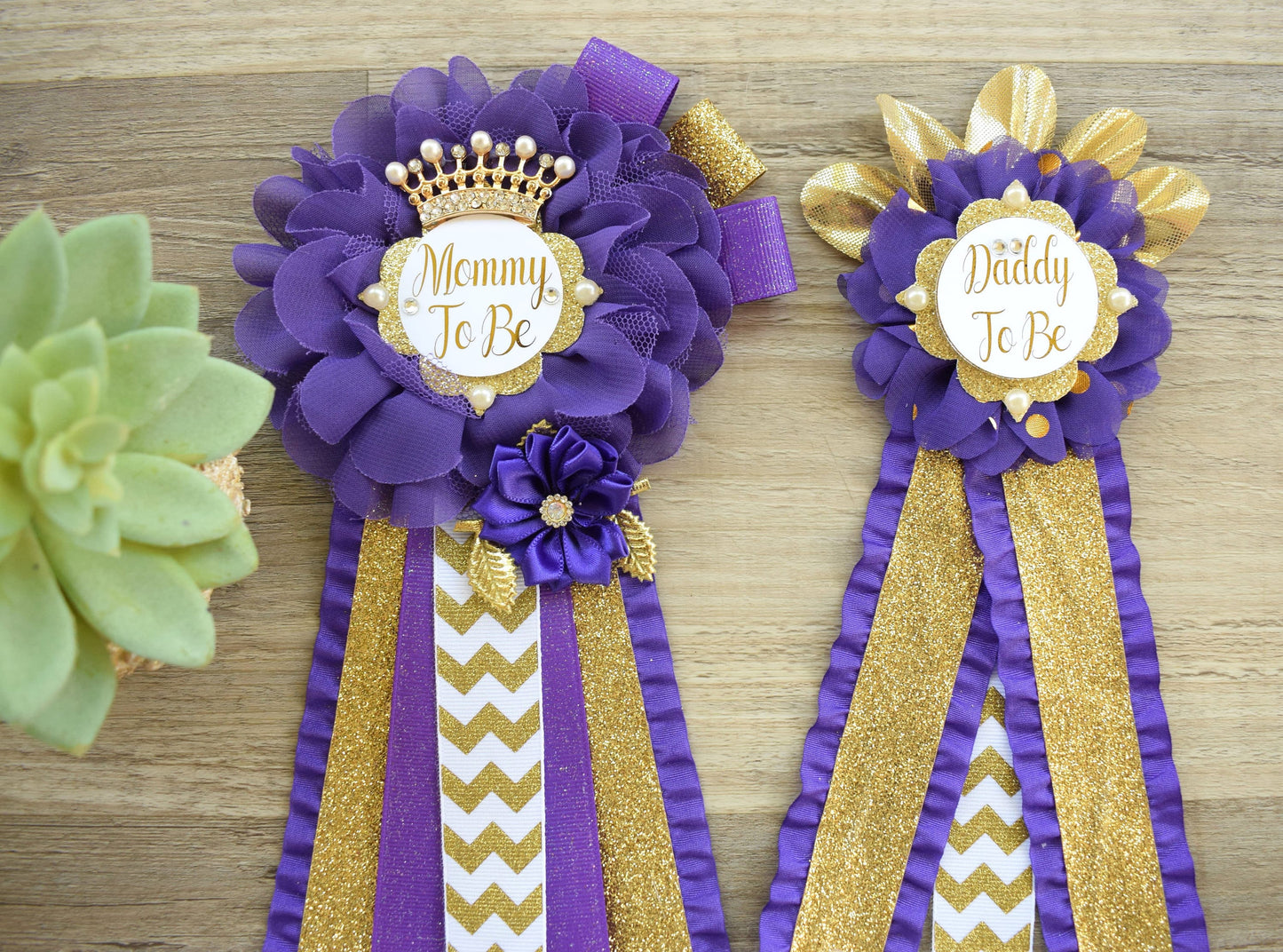 Purple Gold  Baby Shower, Purple Gold Guest Pin, Baby Shower Mommy To Be Pin, Purple Gold Daddy To Be Pin, Purple Gold Shower, Custom Pin - Celebrations By Cris