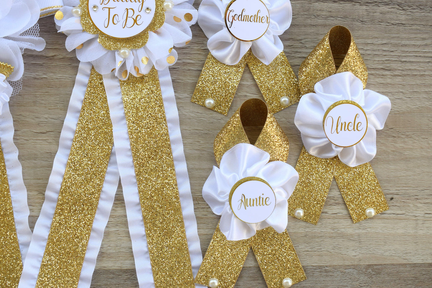 White Gold  Baby Shower, White Gold Guest Pin, Baby Shower Mommy To Be Pin, White Gold Daddy To Be Pin, White Gold Shower, Custom Pin - Celebrations By Cris