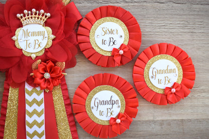 Red Gold  Baby Shower, Red Gold Guest Pin, Baby Shower Mommy To Be Pin, Red Gold Daddy To Be Pin, Red Gold Shower, Custom Pin - Celebrations By Cris