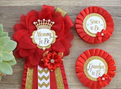 Red Gold  Baby Shower, Red Gold Guest Pin, Baby Shower Mommy To Be Pin, Red Gold Daddy To Be Pin, Red Gold Shower, Custom Pin - Celebrations By Cris