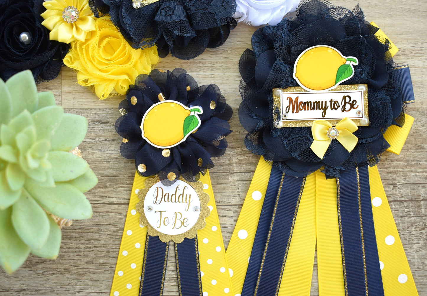 Lemon Baby Shower, Lemon Fruit Maternity Sash, Lemon Mommy To Be Ribbon Pin, Lemon Daddy To Be Ribbon, Custom - Celebrations By Cris