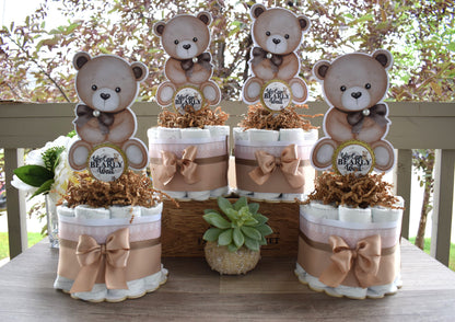 Teddy Bear Mini Diaper Cake Baby Shower, Baby Shower Centerpieces Decorations, Nursery Decor, New Mom Gifts, Baby Shower Gift