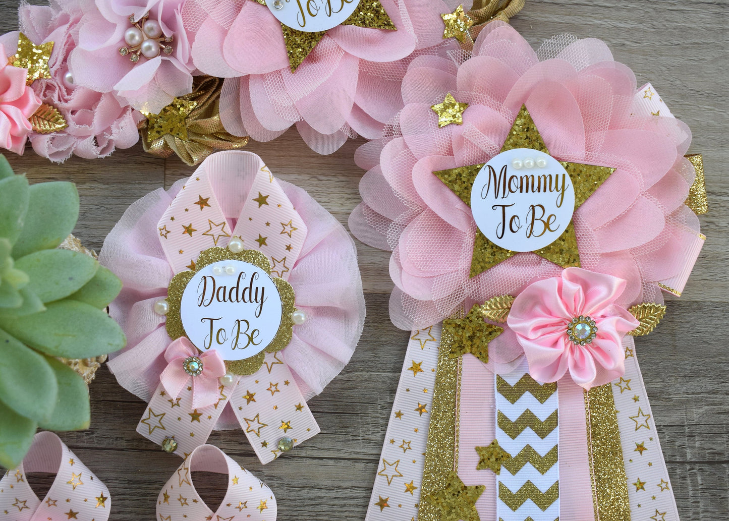 Pink Twinkle Twinkle Little Star Baby Shower, Gold White Star Maternity Sash, Twinkle Gender Reveal, Mommy To Be Ribbon, Daddy To Be Pin - Celebrations By Cris