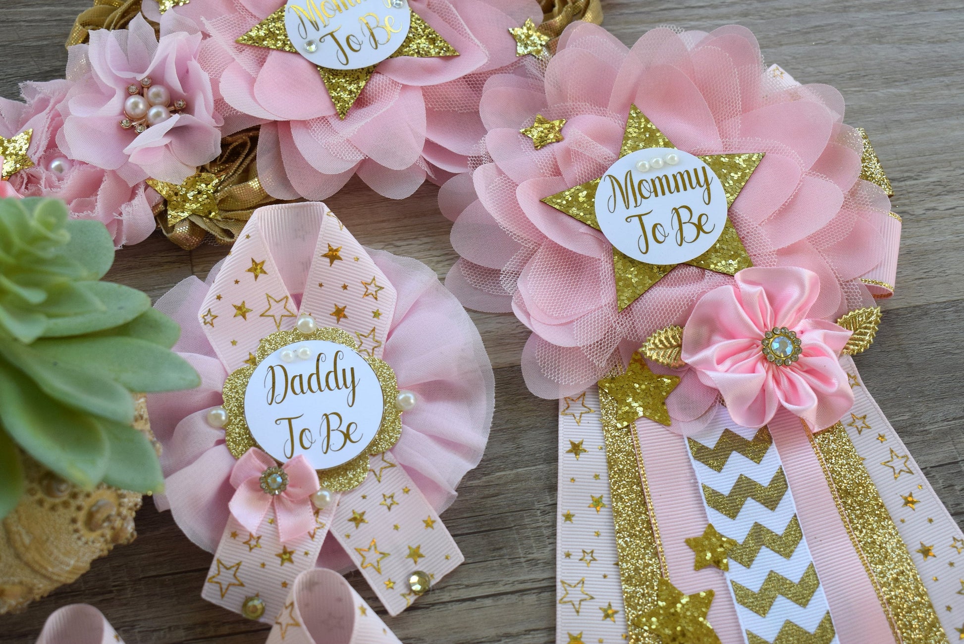 Pink Twinkle Twinkle Little Star Baby Shower, Gold White Star Maternity Sash, Twinkle Gender Reveal, Mommy To Be Ribbon, Daddy To Be Pin - Celebrations By Cris