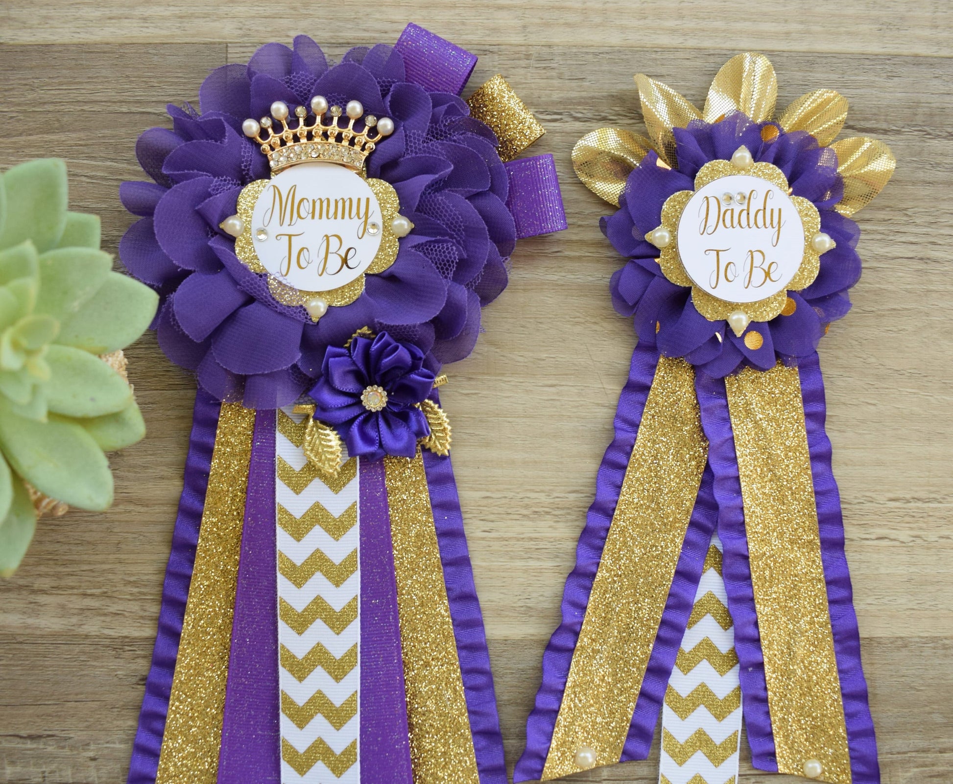 Purple Gold  Baby Shower, Purple Gold Guest Pin, Baby Shower Mommy To Be Pin, Purple Gold Daddy To Be Pin, Purple Gold Shower, Custom Pin - Celebrations By Cris