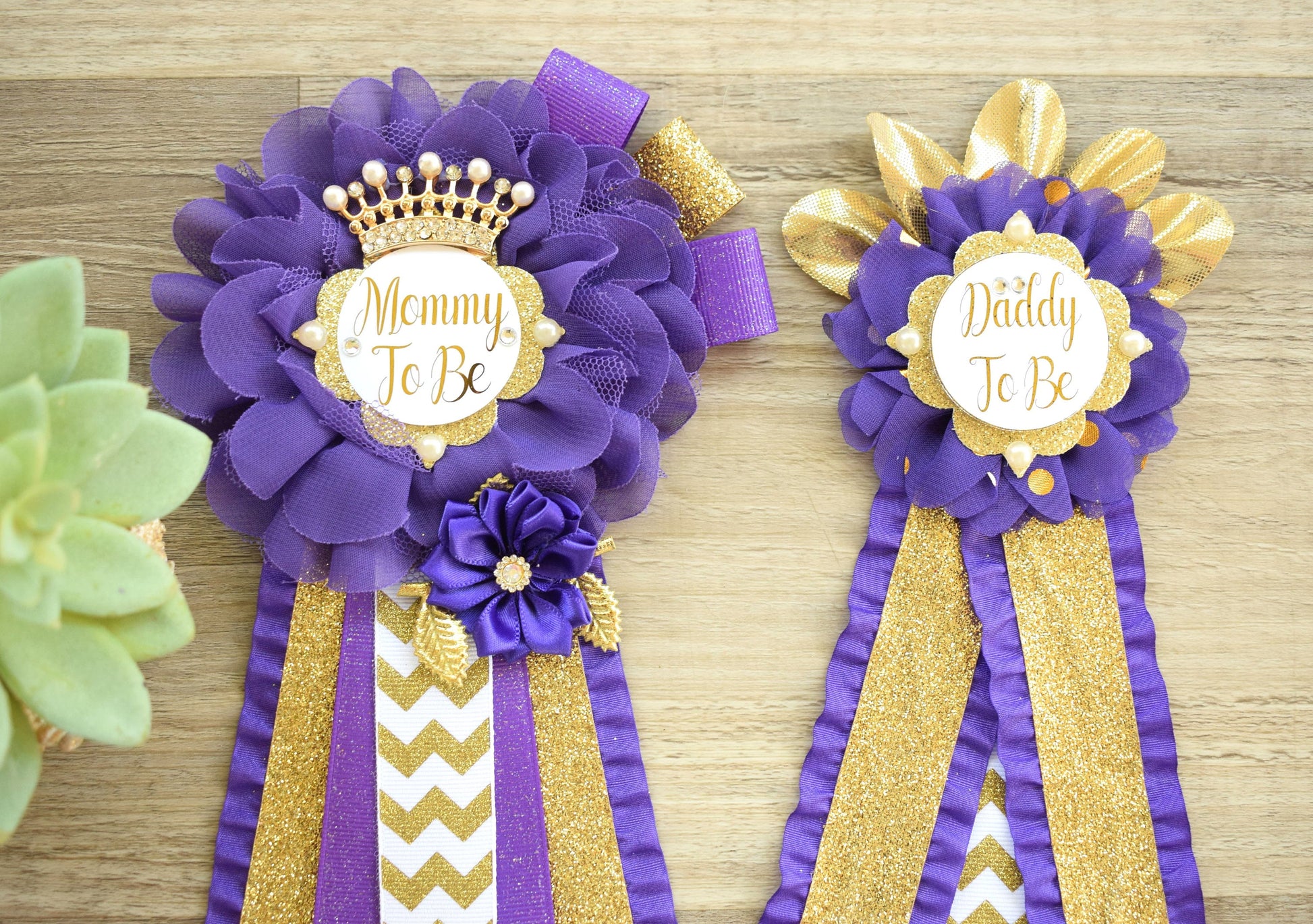 Purple Gold  Baby Shower, Purple Gold Guest Pin, Baby Shower Mommy To Be Pin, Purple Gold Daddy To Be Pin, Purple Gold Shower, Custom Pin - Celebrations By Cris