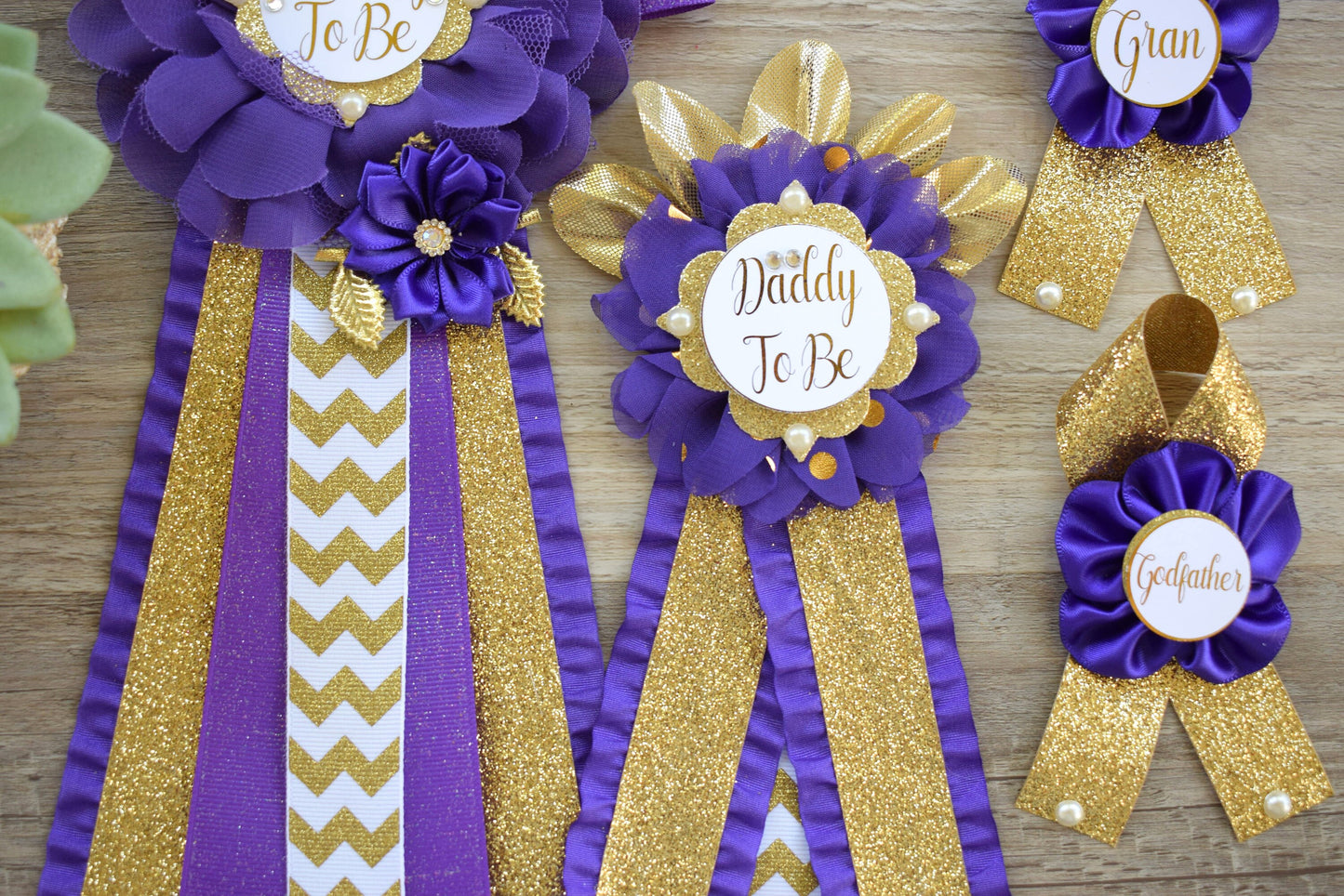 Purple Gold  Baby Shower, Purple Gold Guest Pin, Baby Shower Mommy To Be Pin, Purple Gold Daddy To Be Pin, Purple Gold Shower, Custom Pin - Celebrations By Cris