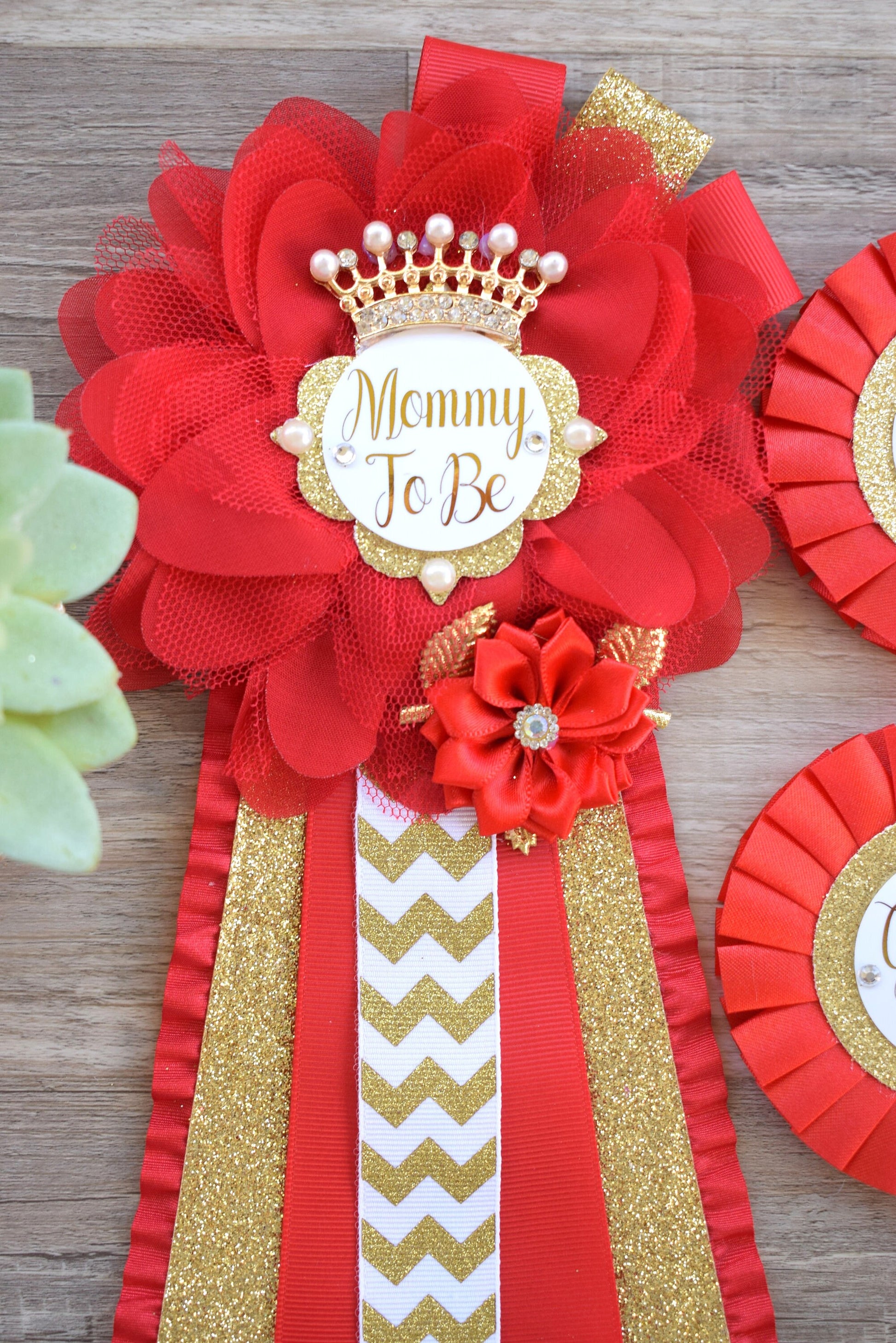 Red Gold  Baby Shower, Red Gold Guest Pin, Baby Shower Mommy To Be Pin, Red Gold Daddy To Be Pin, Red Gold Shower, Custom Pin - Celebrations By Cris