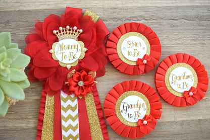 Red Gold  Baby Shower, Red Gold Guest Pin, Baby Shower Mommy To Be Pin, Red Gold Daddy To Be Pin, Red Gold Shower, Custom Pin - Celebrations By Cris