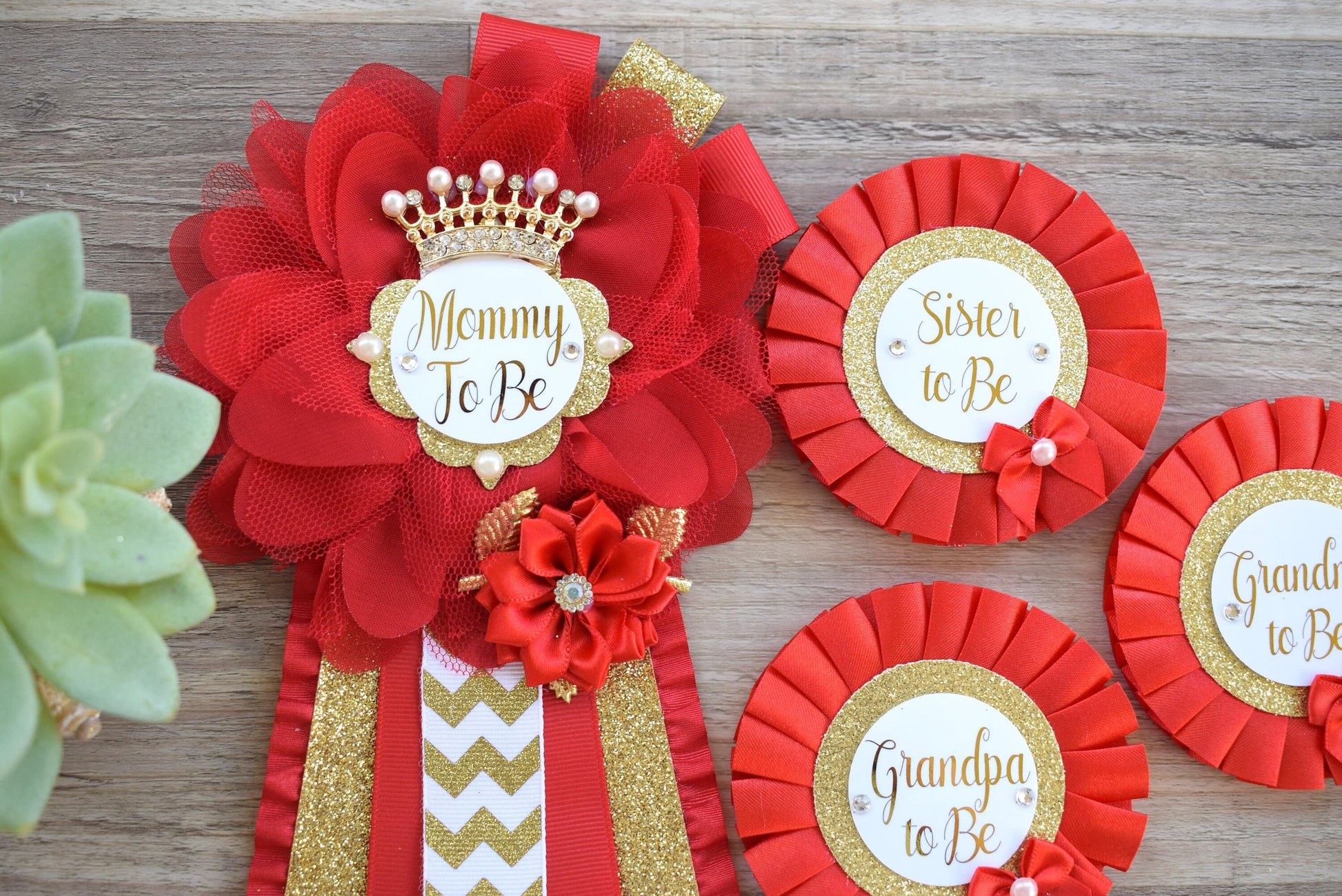 Red Gold  Baby Shower, Red Gold Guest Pin, Baby Shower Mommy To Be Pin, Red Gold Daddy To Be Pin, Red Gold Shower, Custom Pin - Celebrations By Cris