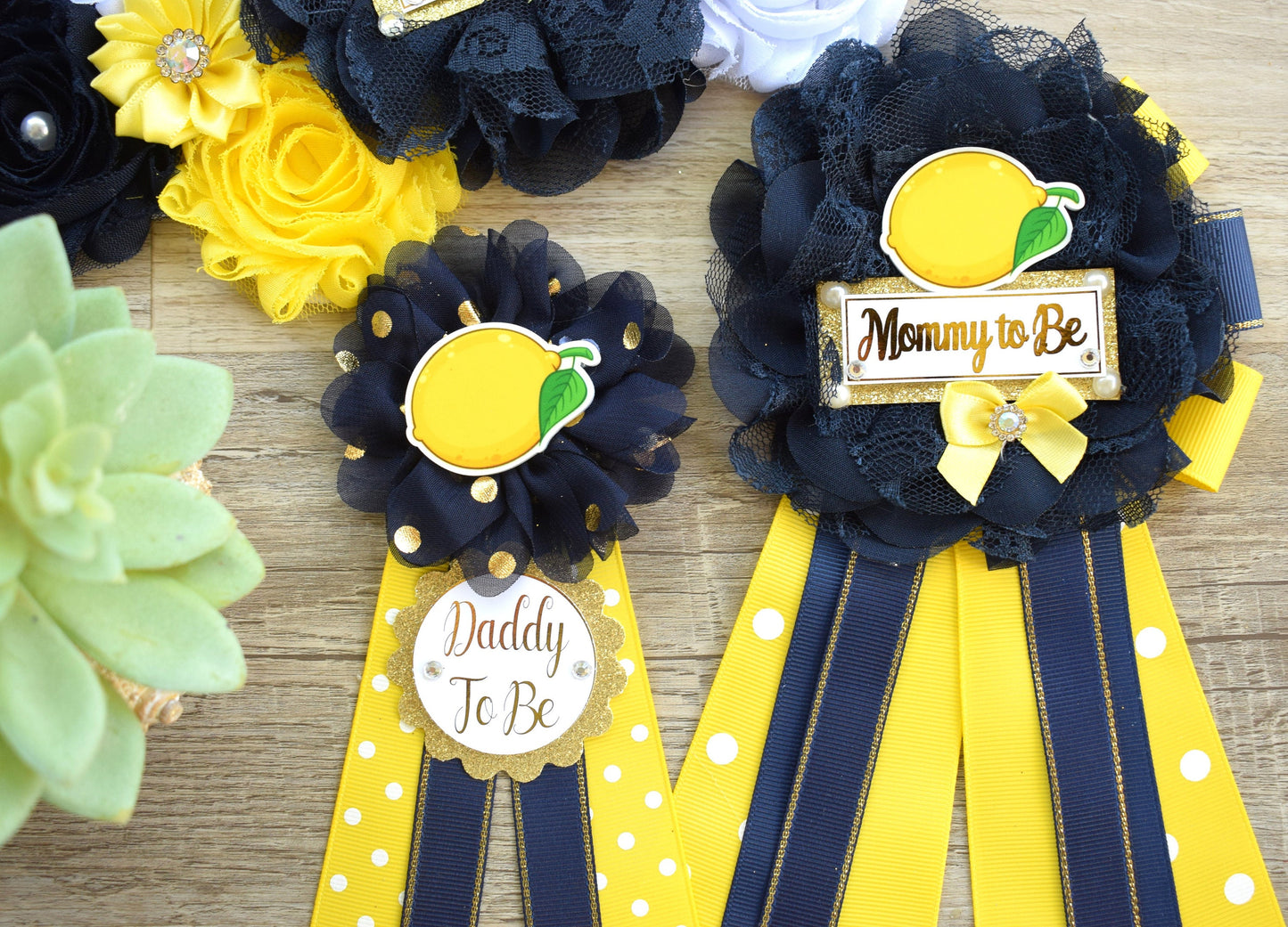 Lemon Baby Shower, Lemon Fruit Maternity Sash, Lemon Mommy To Be Ribbon Pin, Lemon Daddy To Be Ribbon, Custom - Celebrations By Cris