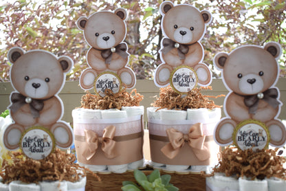 Teddy Bear Mini Diaper Cake Baby Shower, Baby Shower Centerpieces Decorations, Nursery Decor, New Mom Gifts, Baby Shower Gift