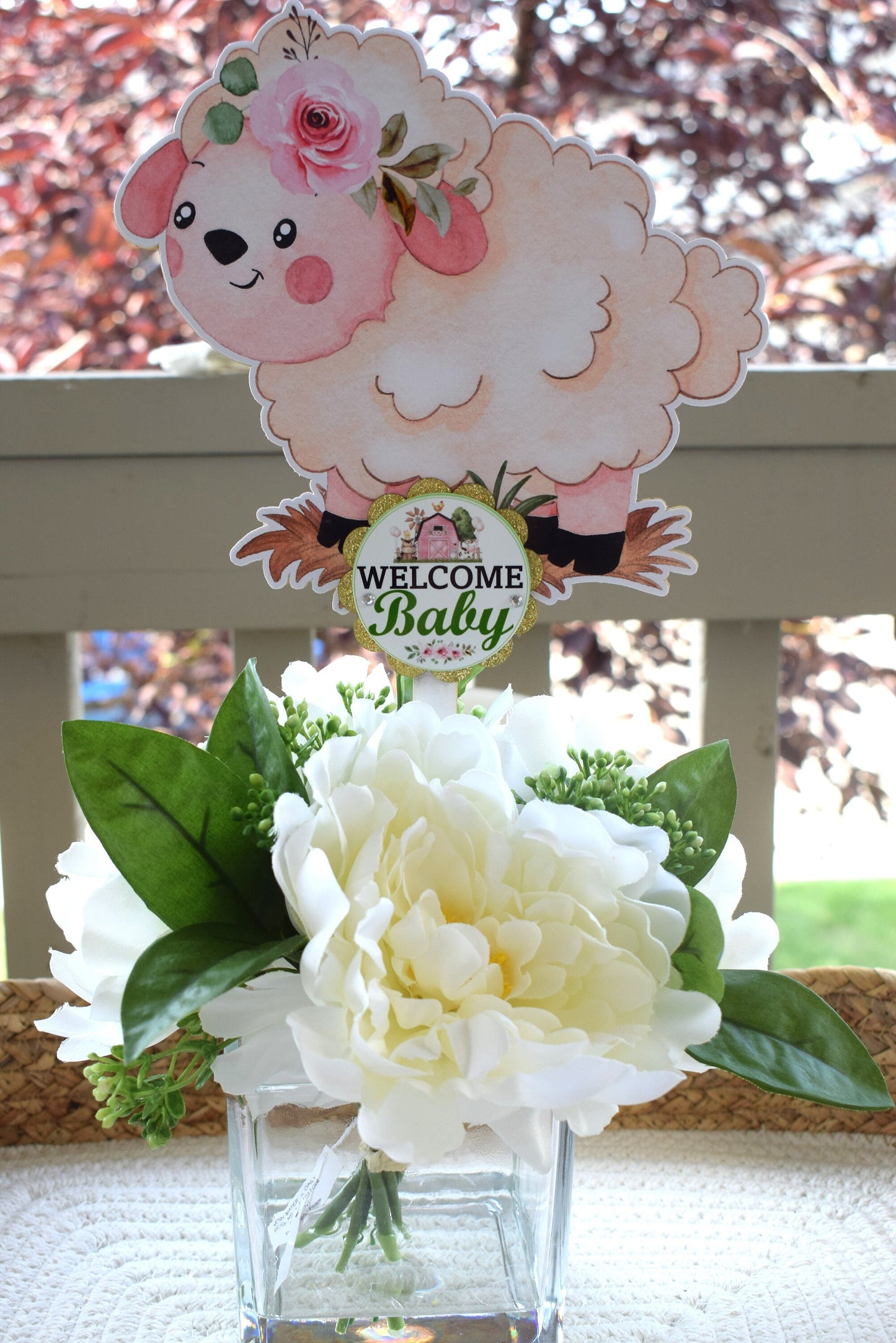 Girl Farm Animal Cake Toppers, Baby Shower Party, Girl Baby Shower Centerpieces Decorations, Room Nursery Decor, New Mom Gifts - S0003