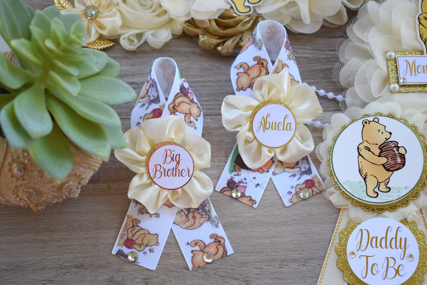 Classic Winnie The Pooh Baby Shower, Winnie the Pooh Mommy To Be Pin, Classic Winnie the Pooh, Winnie the Pooh Mommy and Daddy Pin, Custom - Celebrations By Cris