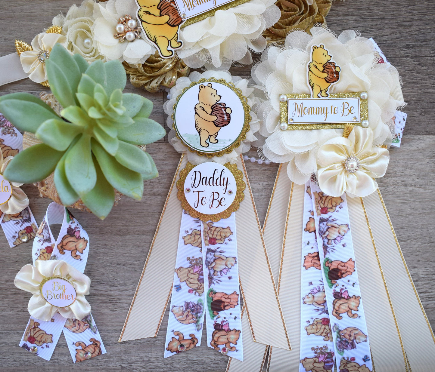 Classic Winnie The Pooh Baby Shower, Winnie the Pooh Mommy To Be Pin, Classic Winnie the Pooh, Winnie the Pooh Mommy and Daddy Pin, Custom - Celebrations By Cris