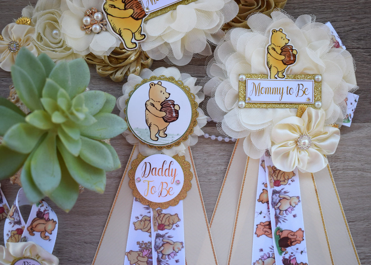 Classic Winnie The Pooh Baby Shower, Winnie the Pooh Mommy To Be Pin, Classic Winnie the Pooh, Winnie the Pooh Mommy and Daddy Pin, Custom - Celebrations By Cris