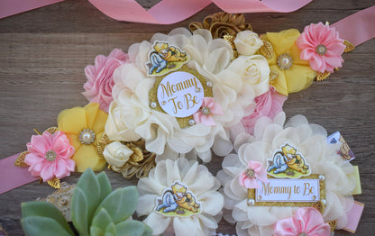 Pink Girl Winnie the Pooh Classic Baby Shower, Pink Yellow Winnie Mommy To Be Pin, Classic Winnie Mommy and Daddy Pin, Custom - Celebrations By Cris