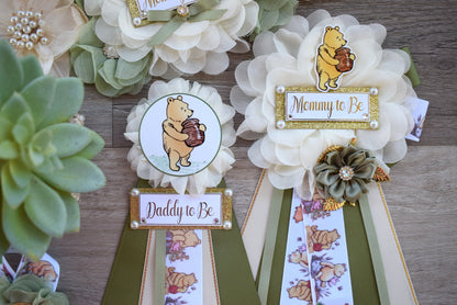 Classic Winnie The Pooh Baby Shower, Winnie the Pooh Mommy To Be Pin, Classic Winnie the Pooh, Winnie the Pooh Mommy and Daddy Pin, Custom