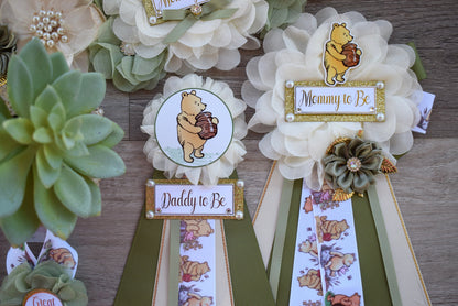 Classic Winnie The Pooh Baby Shower, Winnie the Pooh Mommy To Be Pin, Classic Winnie the Pooh, Winnie the Pooh Mommy and Daddy Pin, Custom