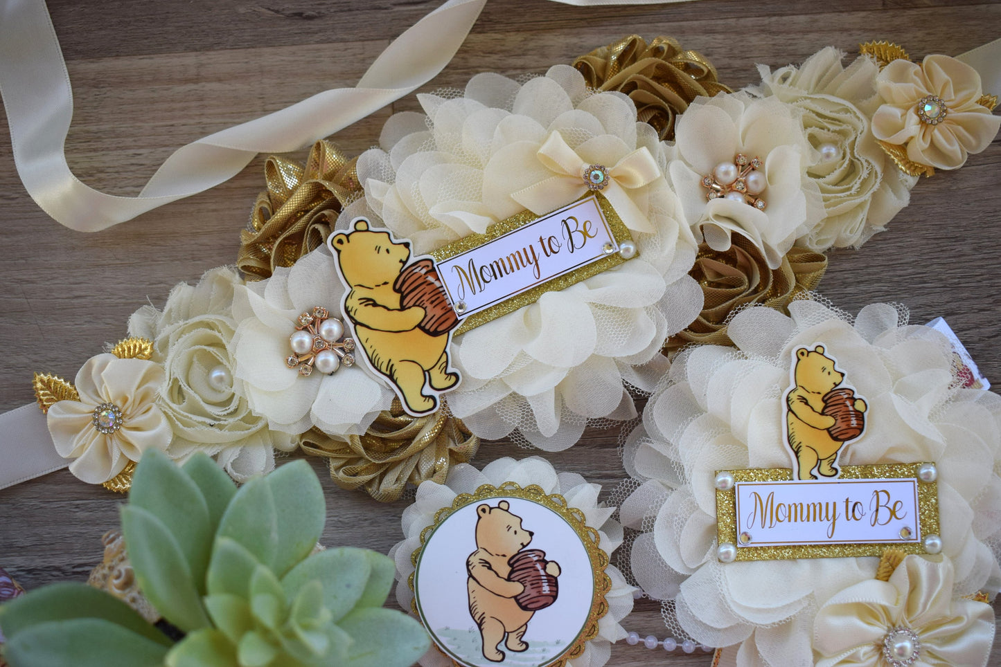 Classic Winnie The Pooh Baby Shower, Winnie the Pooh Mommy To Be Pin, Classic Winnie the Pooh, Winnie the Pooh Mommy and Daddy Pin, Custom - Celebrations By Cris