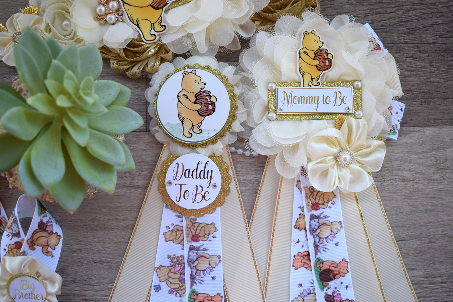 Classic Winnie The Pooh Baby Shower, Winnie the Pooh Mommy To Be Pin, Classic Winnie the Pooh, Winnie the Pooh Mommy and Daddy Pin, Custom - Celebrations By Cris