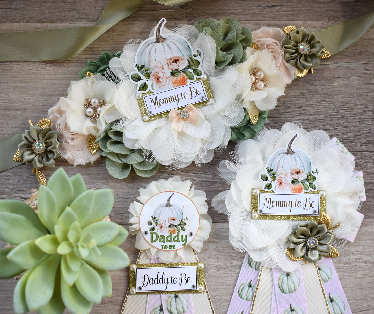 Sage Pumpkin Baby Shower, Sage Green Pumpkin Mommy To Be Pin,  Cream Pumpkin Daddy To Be Pin, Pumpkin Baby Shower Gift, Fall Baby Shower