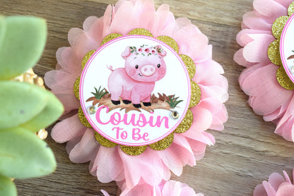 Girl Farm Animal Baby Shower, Barn Animal Baby Shower, Cow Sheep Horse Mommy To Be Ribbon Pin, Farm Daddy To Be Ribbon Pin - S0003 - Celebrations By Cris