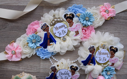 Prince & Princess Royal Baby Shower, Girl Boy Maternity Sash, Mommy To Be Pin, Daddy To Be Pin, Royal Gender Reveal, Baby Shower Gift - Celebrations By Cris