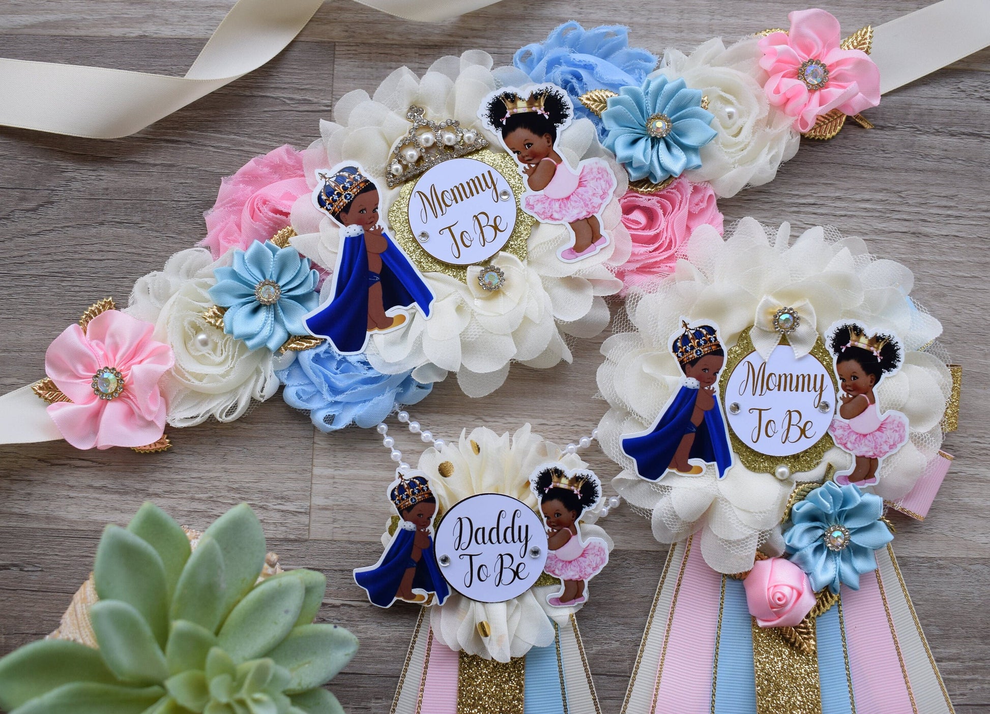 Prince & Princess Royal Baby Shower, Girl Boy Maternity Sash, Mommy To Be Pin, Daddy To Be Pin, Royal Gender Reveal, Baby Shower Gift - Celebrations By Cris