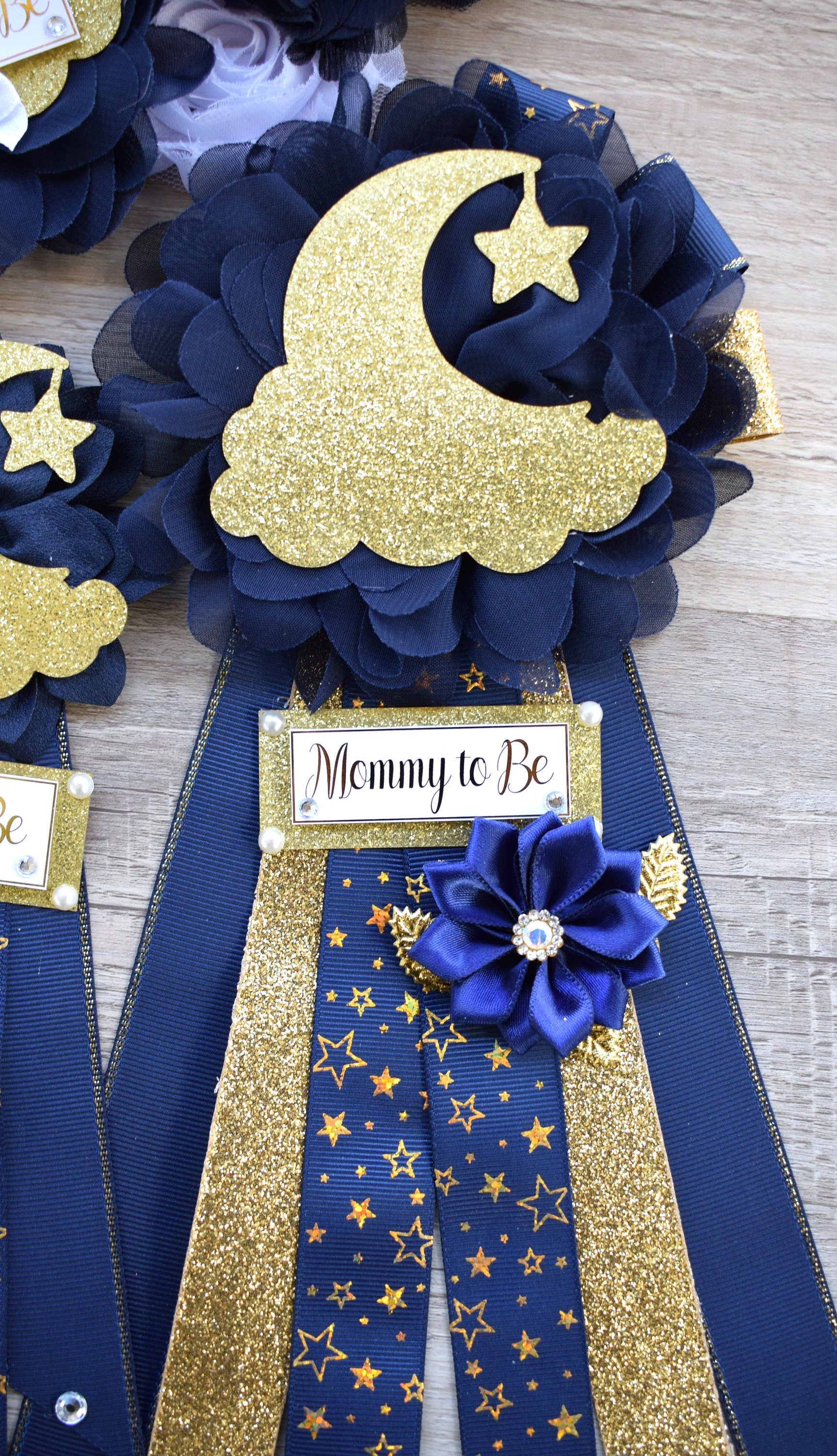 Navy Blue Twinkle Twinkle Little Star Baby Shower, Maternity sash, Navy Blue Gold Twinkle Star Mommy To Be Pin, Twinkle Star Daddy To Be Pin - Celebrations By Cris