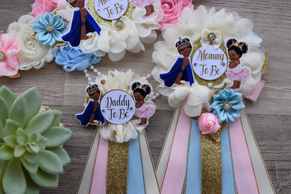 Prince & Princess Royal Baby Shower, Girl Boy Maternity Sash, Mommy To Be Pin, Daddy To Be Pin, Royal Gender Reveal, Baby Shower Gift - Celebrations By Cris