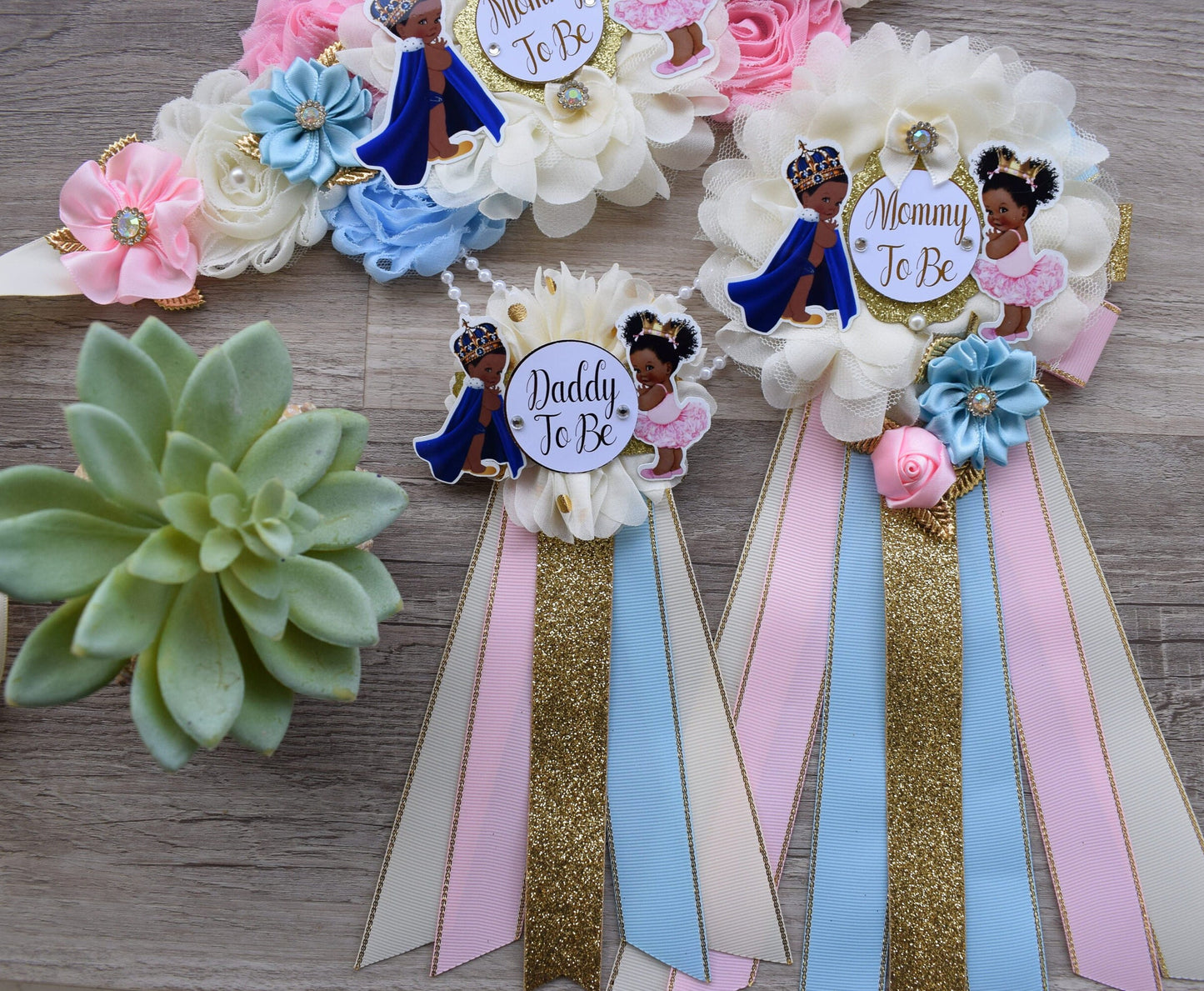 Prince & Princess Royal Baby Shower, Girl Boy Maternity Sash, Mommy To Be Pin, Daddy To Be Pin, Royal Gender Reveal, Baby Shower Gift - Celebrations By Cris