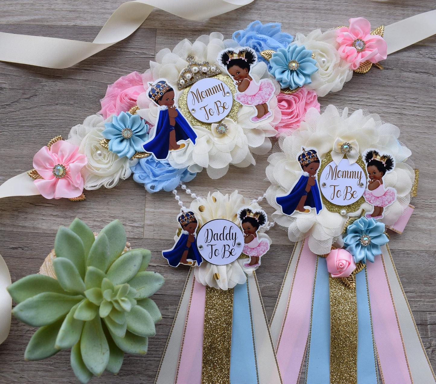 Prince & Princess Royal Baby Shower, Girl Boy Maternity Sash, Mommy To Be Pin, Daddy To Be Pin, Royal Gender Reveal, Baby Shower Gift - Celebrations By Cris