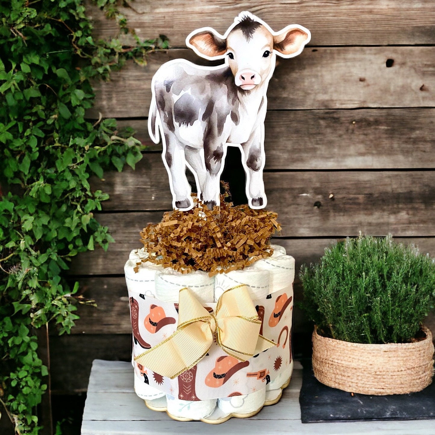 Cowboy Western Mini Diaper Cake Set Baby Shower, Baby Shower Centerpieces Decorations, Boy Room Nursery Decor, New Mom Gifts - S00020