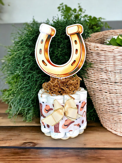 Cowboy Western Mini Diaper Cake Set Baby Shower, Baby Shower Centerpieces Decorations, Boy Room Nursery Decor, New Mom Gifts - S00020