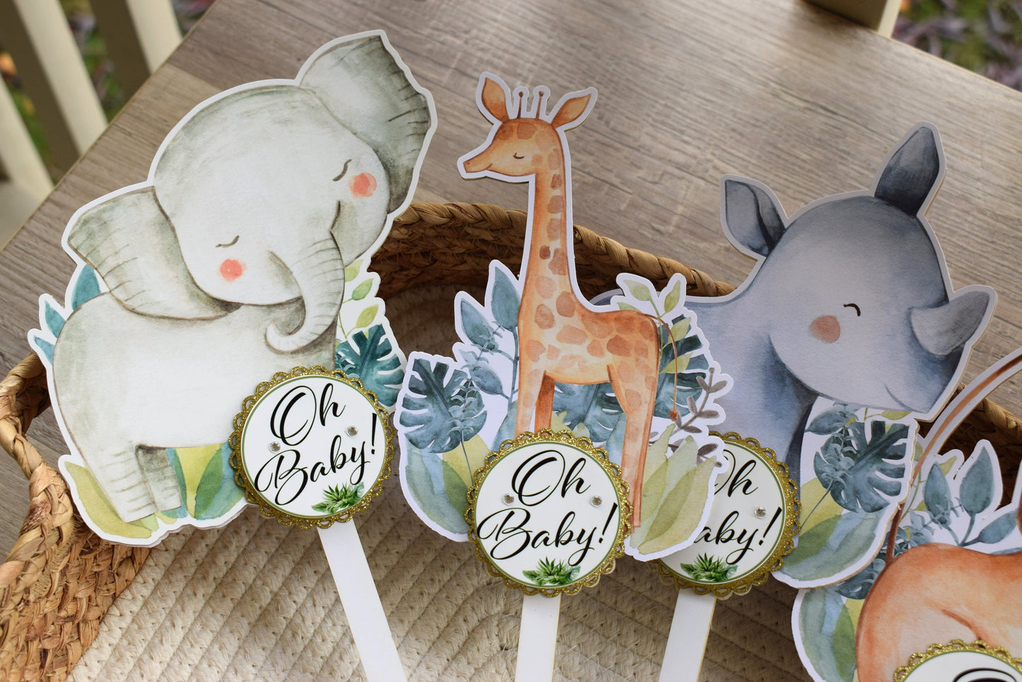 Boho Safari Cake Toppers, Baby Shower Party, Baby Shower Centerpieces Decorations, Boy Room Nursery Decor, New Mom Gifts - S0001