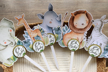 Boho Safari Cake Toppers, Baby Shower Party, Baby Shower Centerpieces Decorations, Boy Room Nursery Decor, New Mom Gifts - S0001