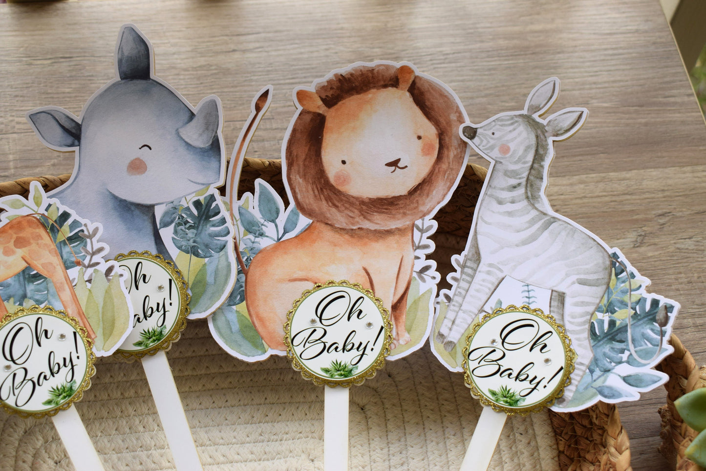 Boho Safari Cake Toppers, Baby Shower Party, Baby Shower Centerpieces Decorations, Boy Room Nursery Decor, New Mom Gifts - S0001