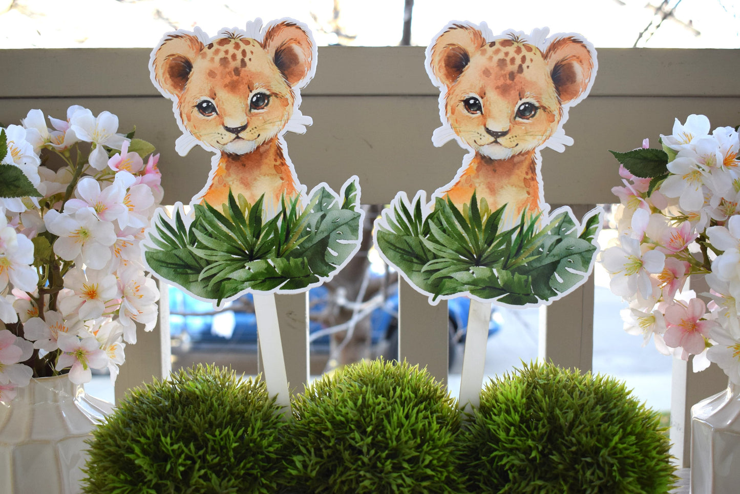 Lion Cake Toppers, Safari Baby Shower Party, Lion King Baby Shower Centerpieces Decorations, Boy Room Nursery Decor, New Mom Gifts - S0001