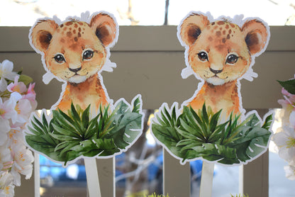 Lion Cake Toppers, Safari Baby Shower Party, Lion King Baby Shower Centerpieces Decorations, Boy Room Nursery Decor, New Mom Gifts - S0001